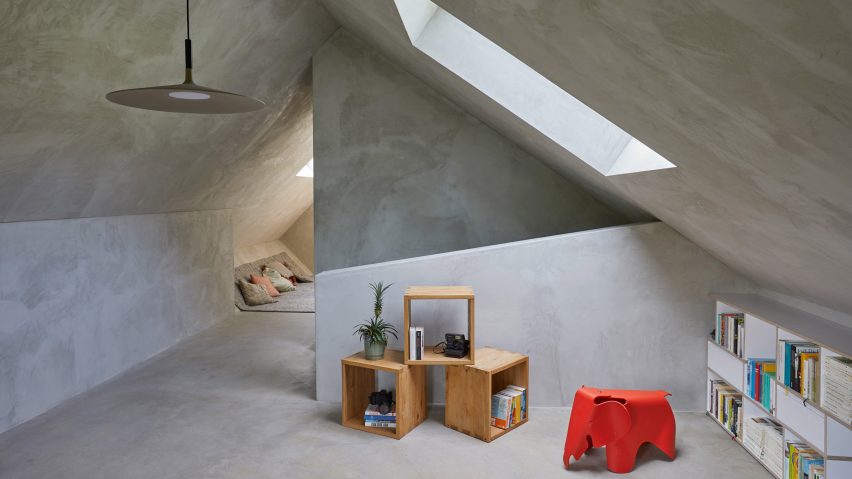 Interior of a barn-like house