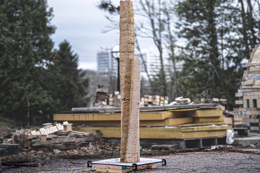 A structural column. made with wood-based casting