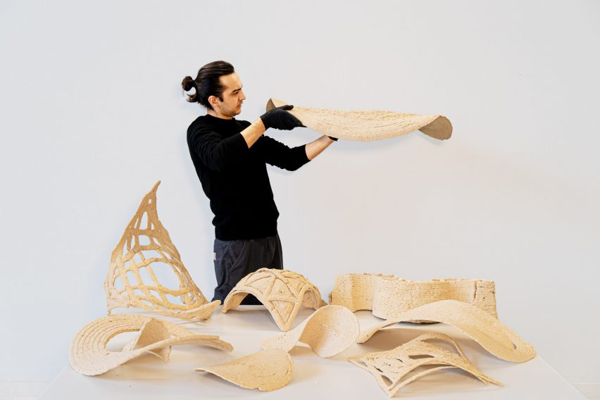 Abstract forms made with sawdust material