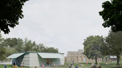 Render of Carmody Groarke's Dulwich Picture Gallery extension and pavilion