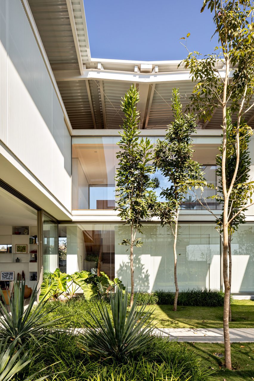 An atrium garden at a residence in Brazil