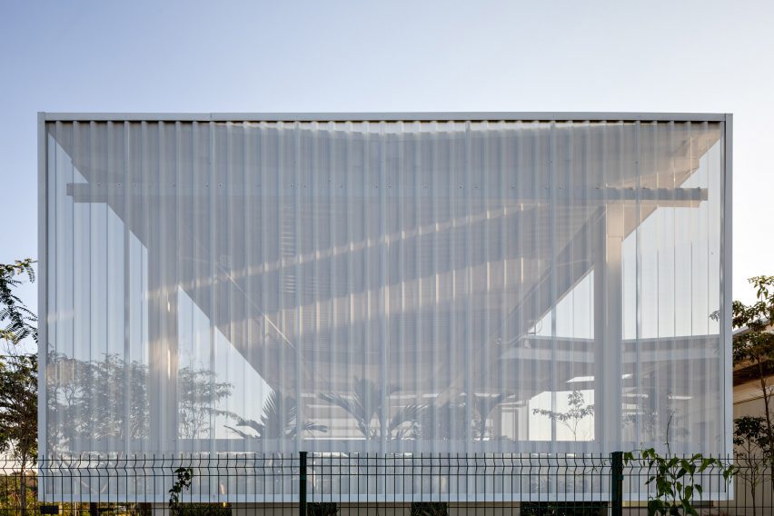 A tranluscent white screen at a house in Brazil