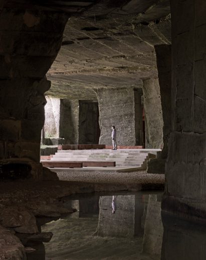 Person standing in Cava Arcari performance space