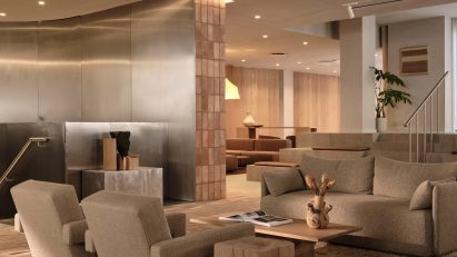 Rustic materials in London office interior