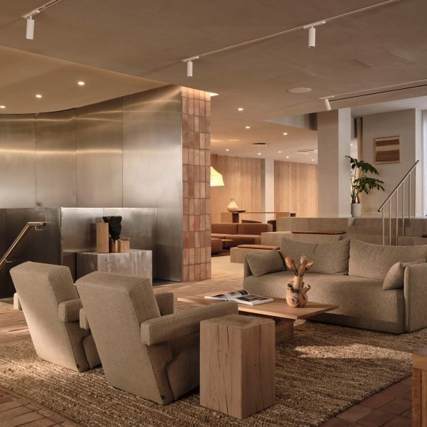 Rustic materials in London office interior