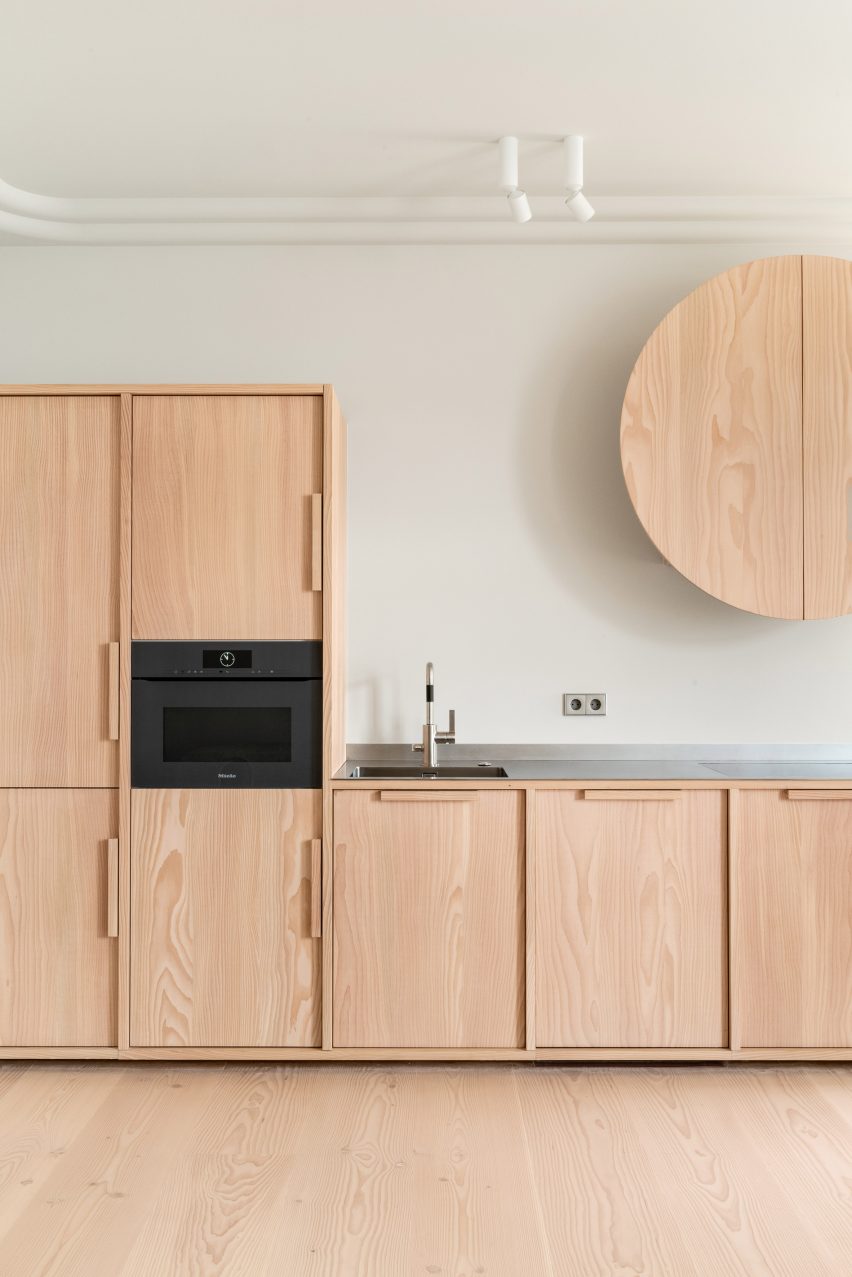 Kitchen interior of Cloudy Outlines apartment by Note Design Studio