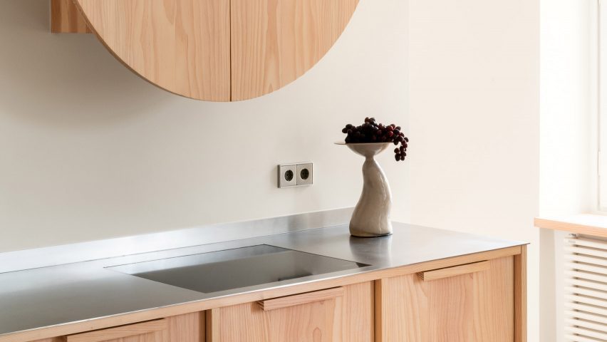 Kitchen interior of Cloudy Outlines apartment by Note Design Studio