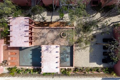 Red housing unit in Tulum