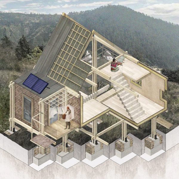 Perspective section drawing of a self-build home prototype