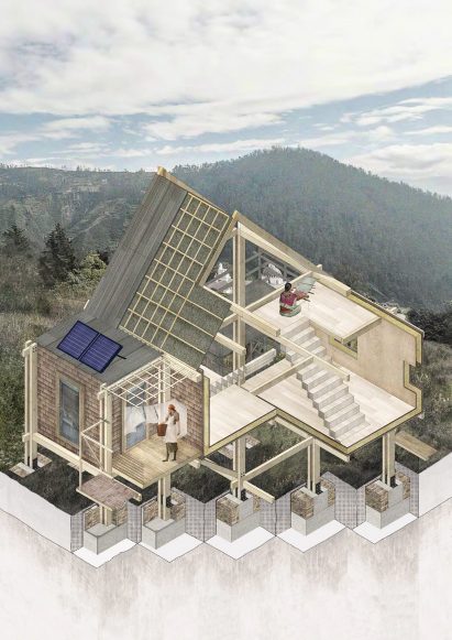 Perspective section drawing of a self-build home prototype