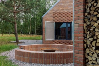 Fire pit outside home in Poland
