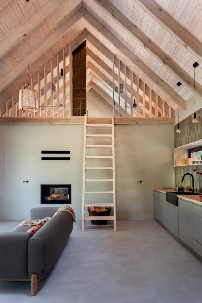 Living room with fireplace