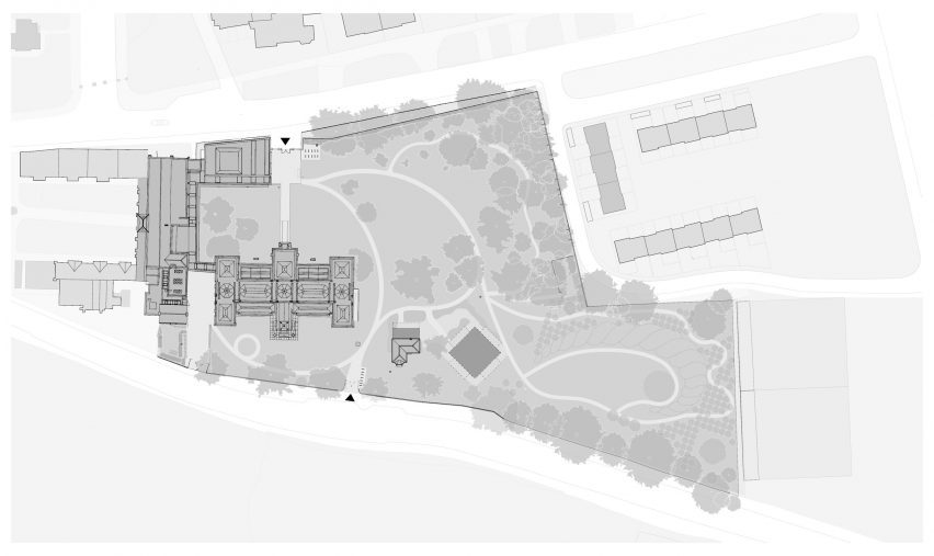 Site plan of the Dulwich Picture Gallery by Carmody Groarke