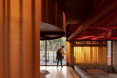 Interior of brick-clad house in Ecuador
