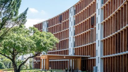 Exterior of Gaia at Nanyang Technological University in Singapore by Toyo Ito