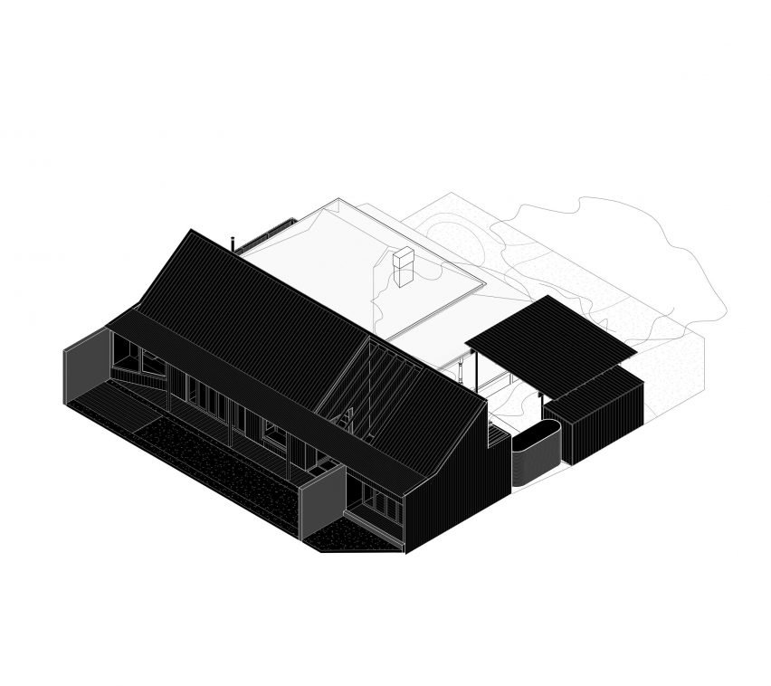 Isometric drawing of Shadow House by Grotto Studio