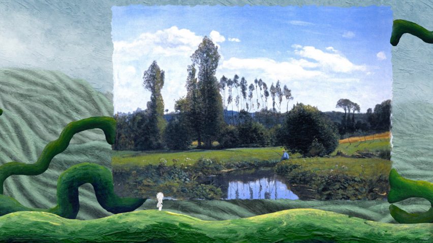 Still from The Master's Pupil game by Pat Naoum with a Claude Monet painting