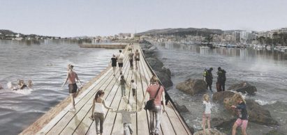 Visualisation showing people on a dock