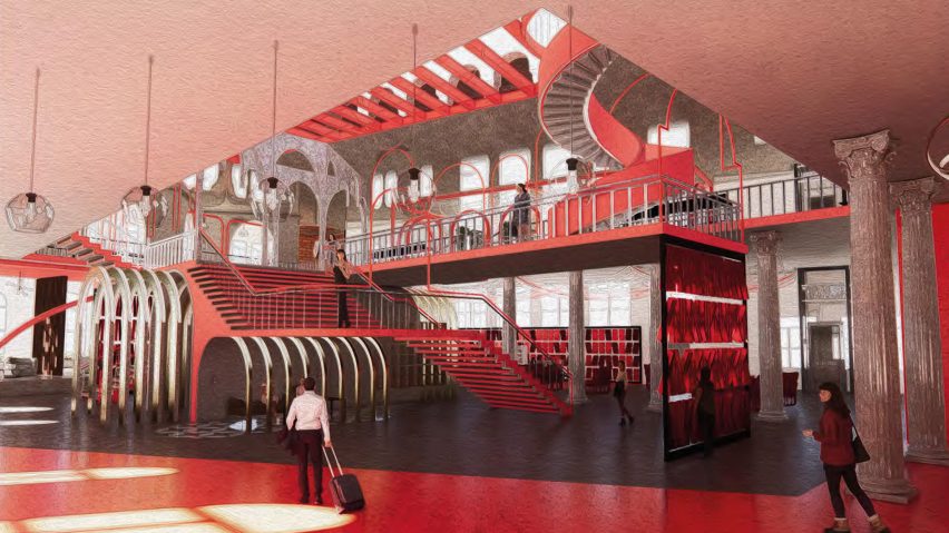 Render of plans for a hotel in a former Post Office
