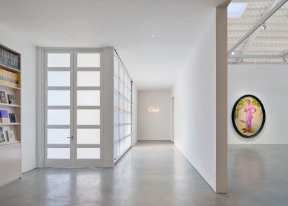Illuminated shop area of Roberts Projects gallery