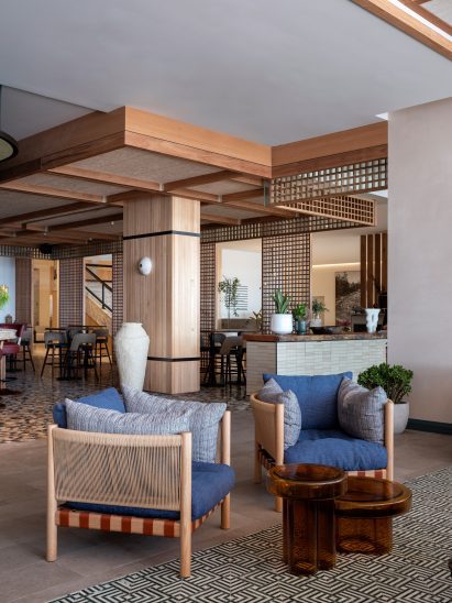 Seating area inside Manly Pacific hotel