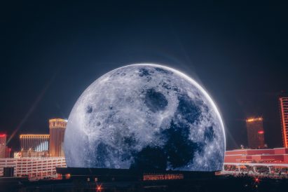 Spherical building resembling the moon