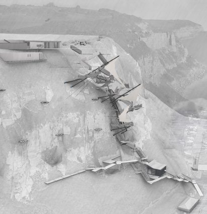Visualisation showing structure on side of a cliff