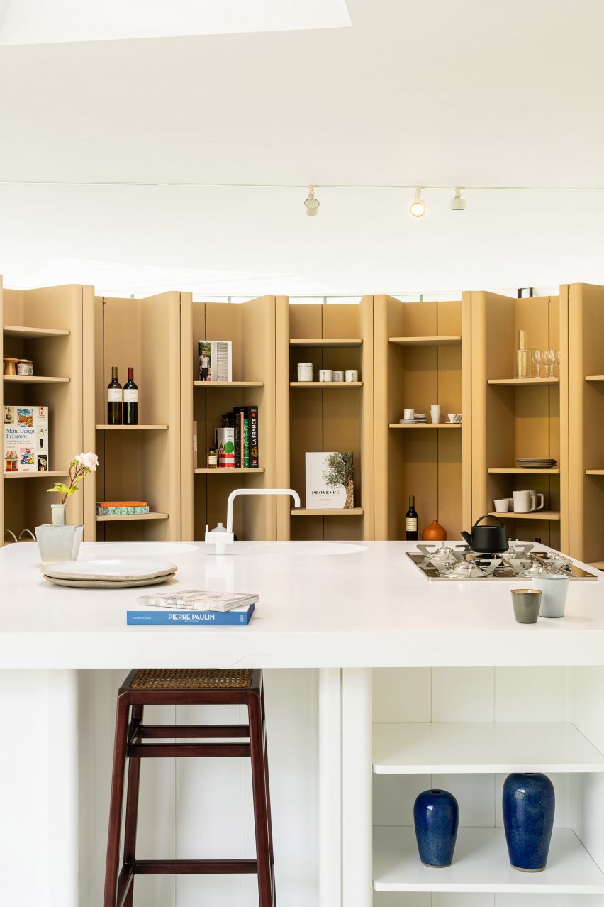 Module shelves in Pierre Paulin exhibition in the Oscar Niemeyer Auditorium at Château La Coste