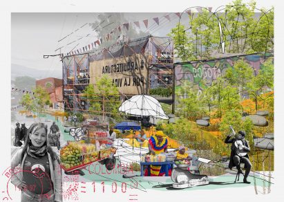 Collage of different socio-spatial strategies to increase tourism in Colombia