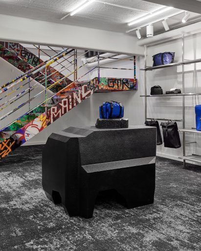 Downstairs on Rains store with carpeted floor