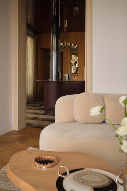 Living room interior of Republique apartment by Hauvette & Madani