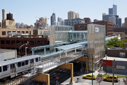 Train station in Chicago designed by Carol Ross Barney