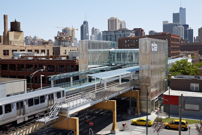 Train station in Chicago designed by Carol Ross Barney