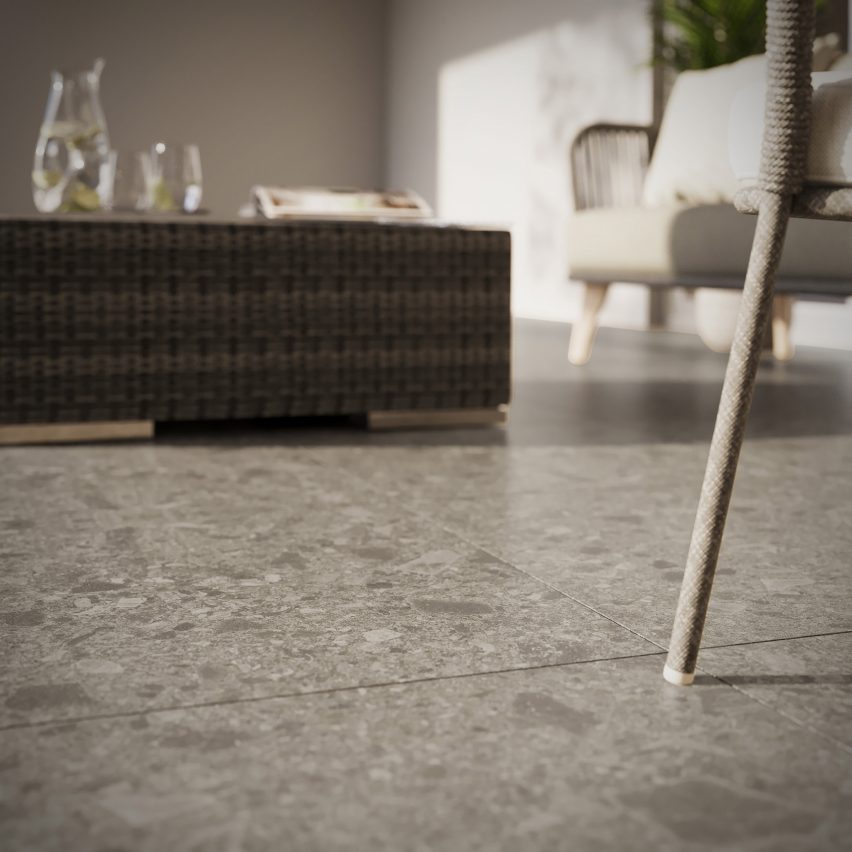 Grey tiles on terrace floor