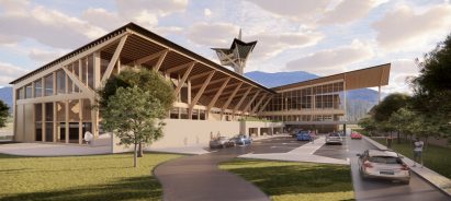 Rendering showing timber mixed-use centre