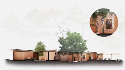 Sectional view of refugee centre