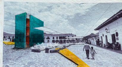 Illustration of town square