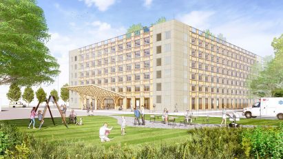 Surgical centre at Lviv hospital by Shigeru Ban Architects