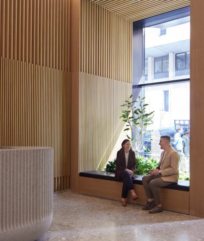 Black terracotta clad office building