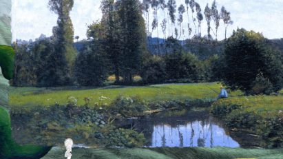Still from The Master's Pupil game by Pat Naoum with a Claude Monet painting