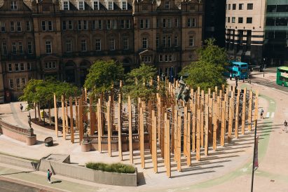 Making A Stand installation Leeds shot from above