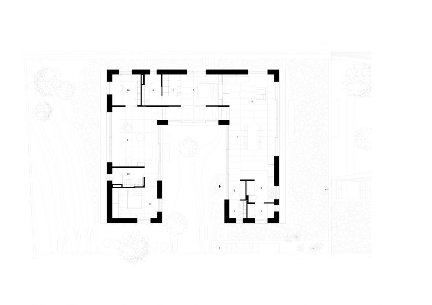 Plan of Seosaeng House by Studio Weave