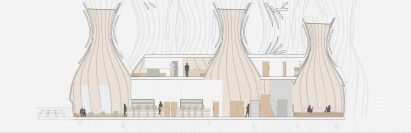 Section drawing of a wine bar
