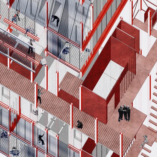 Architectural drawing of a modular residential apartment