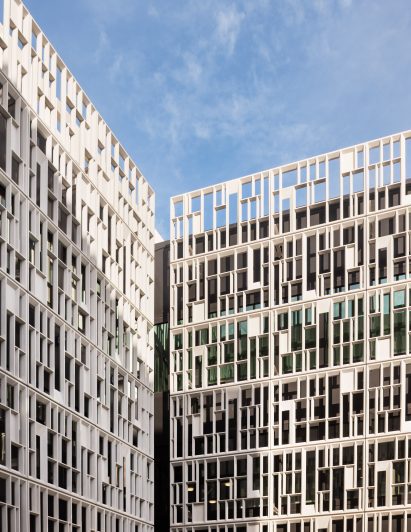 Concrete walls modelled on mashrabiya screens