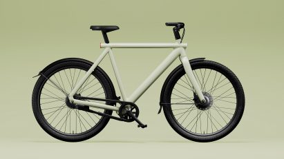 Green ebike on a green backdrop