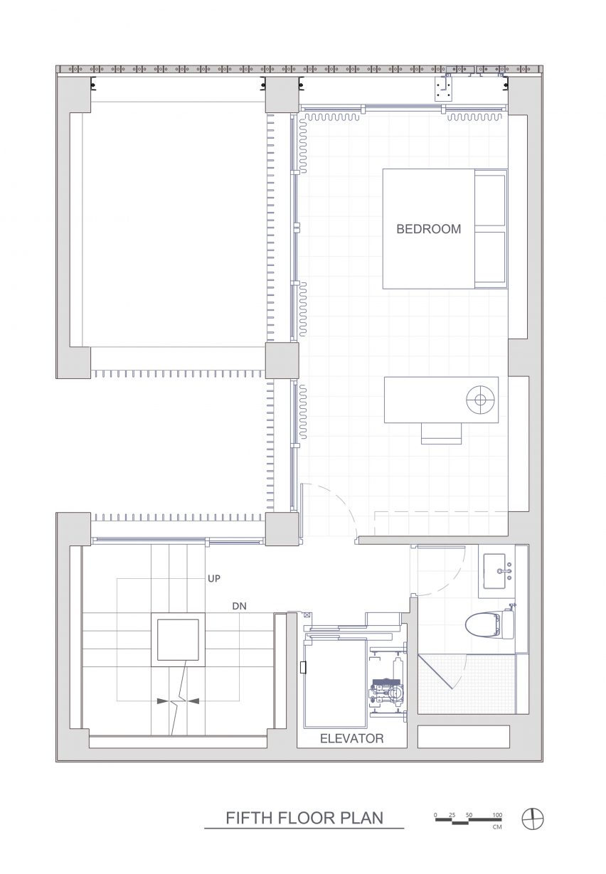 Fifth floor plan of Veil House in Taiwan by Paperfarm