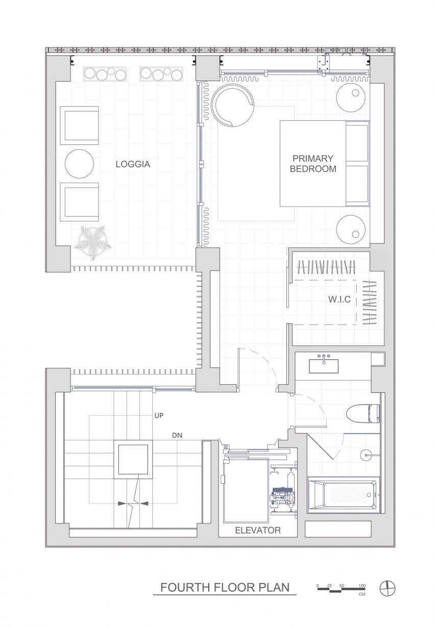 Fourth floor plan of Veil House in Taiwan by Paperfarm