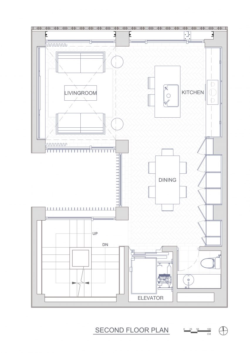 Second floor plan of Veil House in Taiwan by Paperfarm