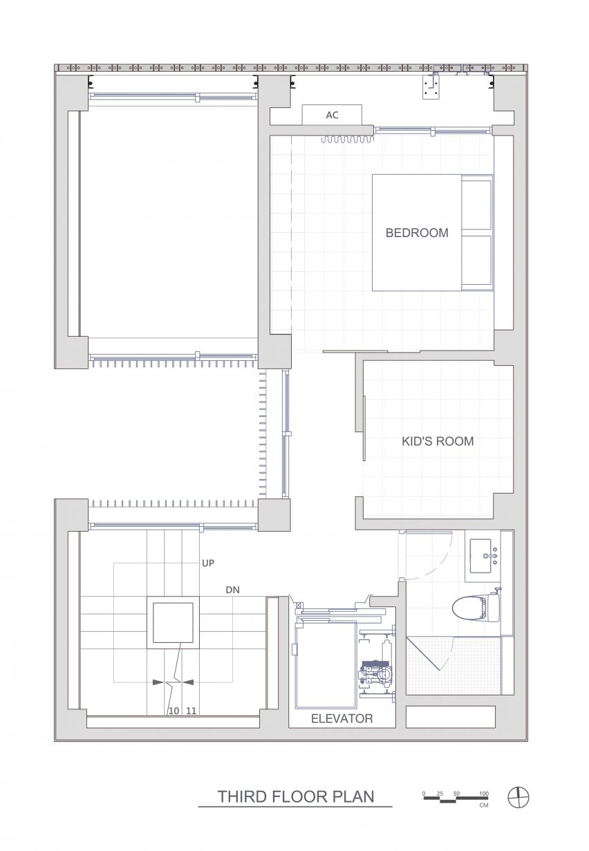 Third floor plan of Veil House in Taiwan by Paperfarm